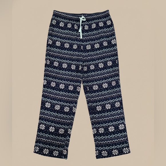 Midnight by Carole Hochman Pants - Carole Hochman Navy and White Snowflake Pajama Pants